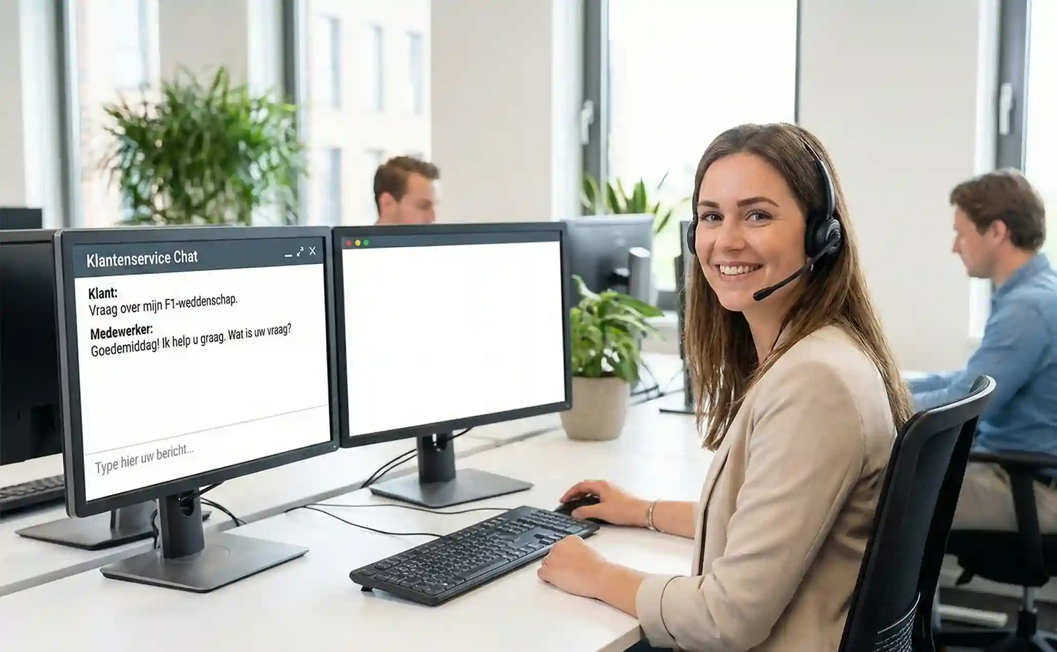 Klantenservice medewerker helpt klant via chat