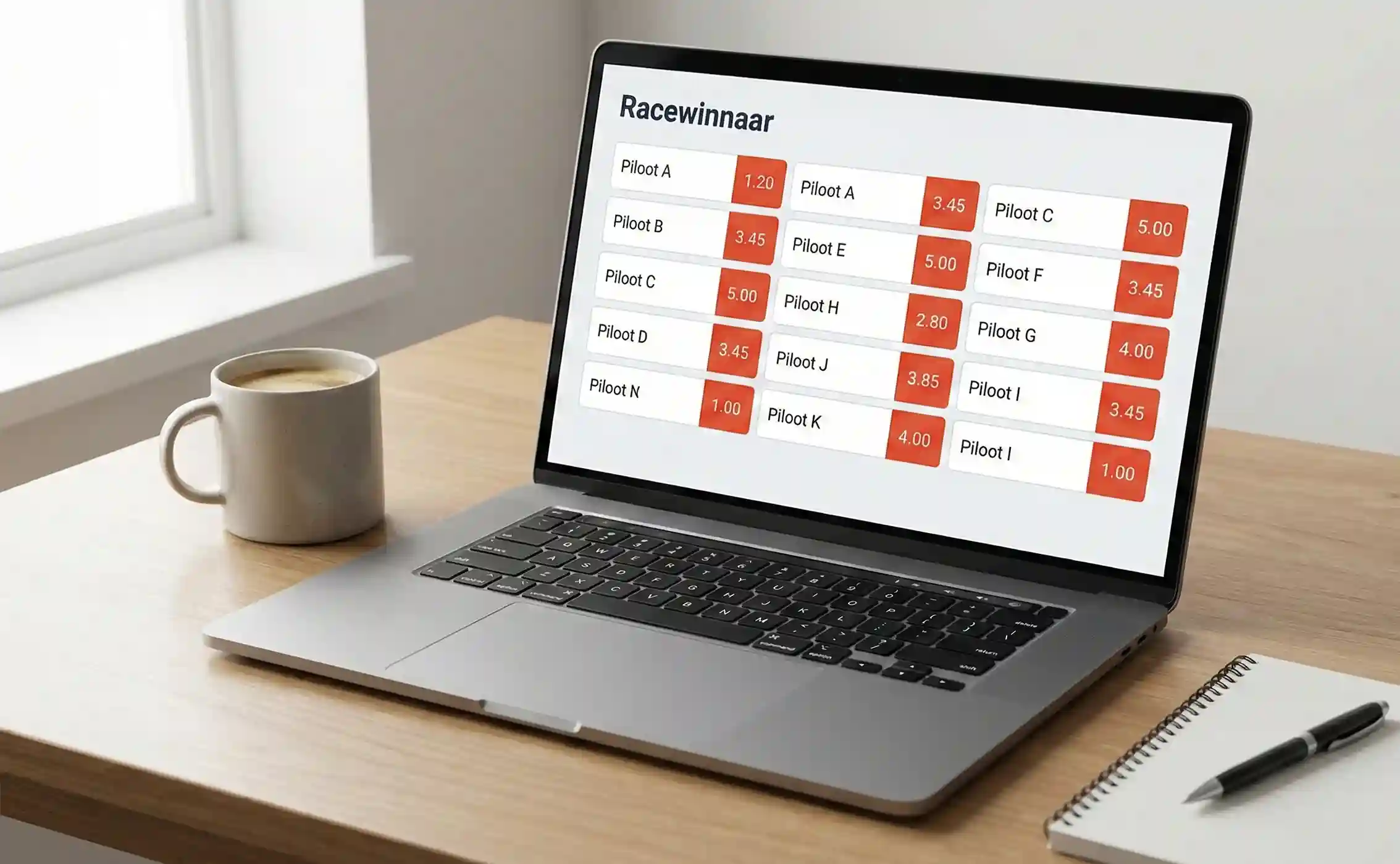 Laptop met F1-weddenschap interface en quotering overzicht
