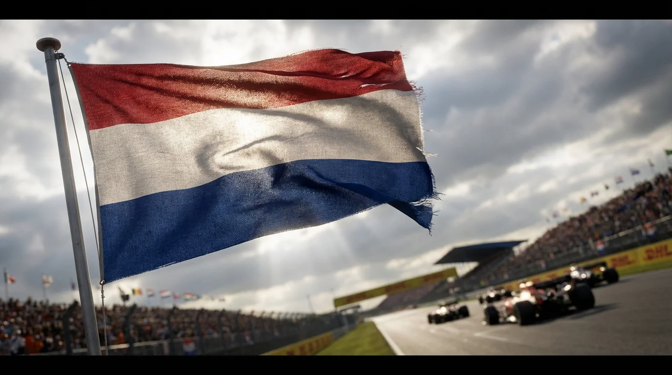 Nederlandse vlag naast een Formule 1-circuit als symbool voor legaal wedden