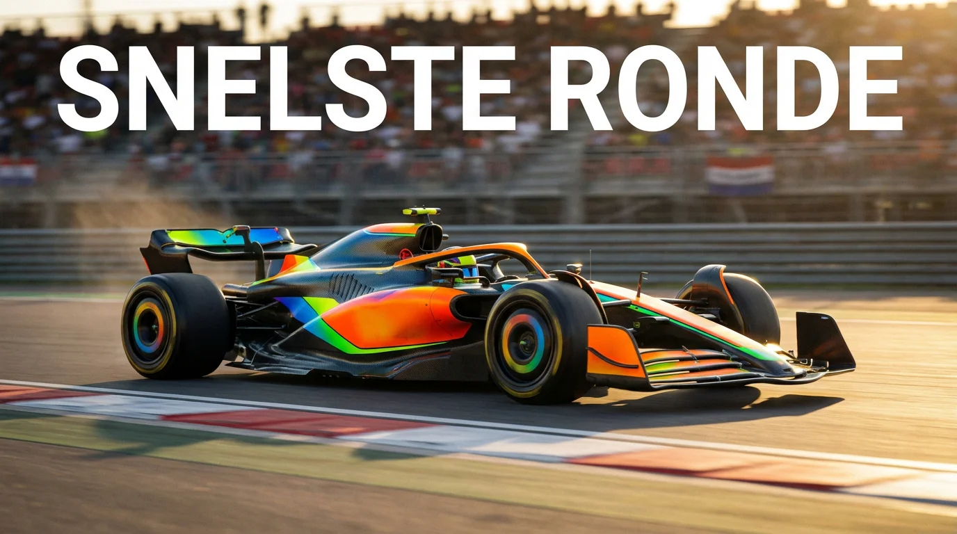 Formule 1-auto scheurt over het rechte stuk tijdens een snelste ronde poging